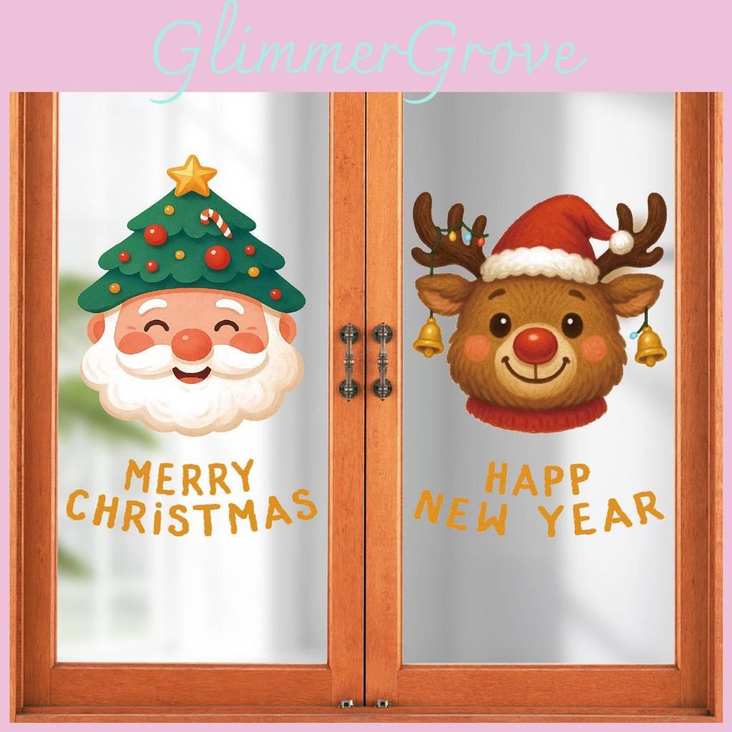 Pvc Christmas Window Sticker Santa And Reindeer Design For Decoration Home