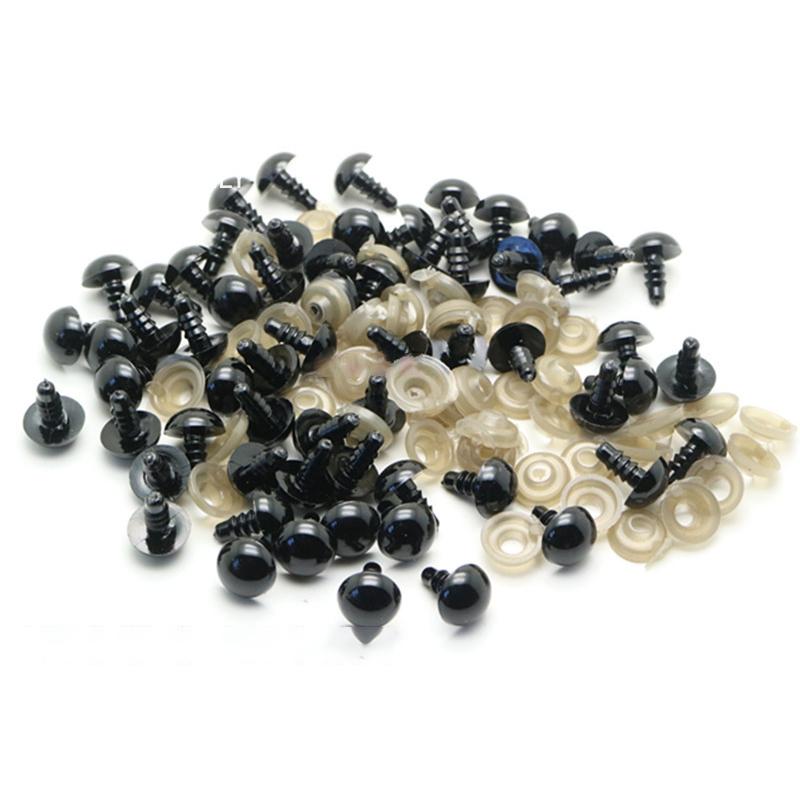 6-14mm Black Plastic Safety Eyes for DIY Crochet Doll Decoration DIY Craft Kit Plush Toy Soft Toy Doll Eyes Accessories 100Pcs
