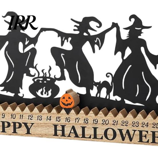 Halloween Office Decor Dancing Witch Countdown Table Ornament, Rustic Wooden Home Handcrafted Art for Party Centerpiece, Spooky Haunted House Tabletop