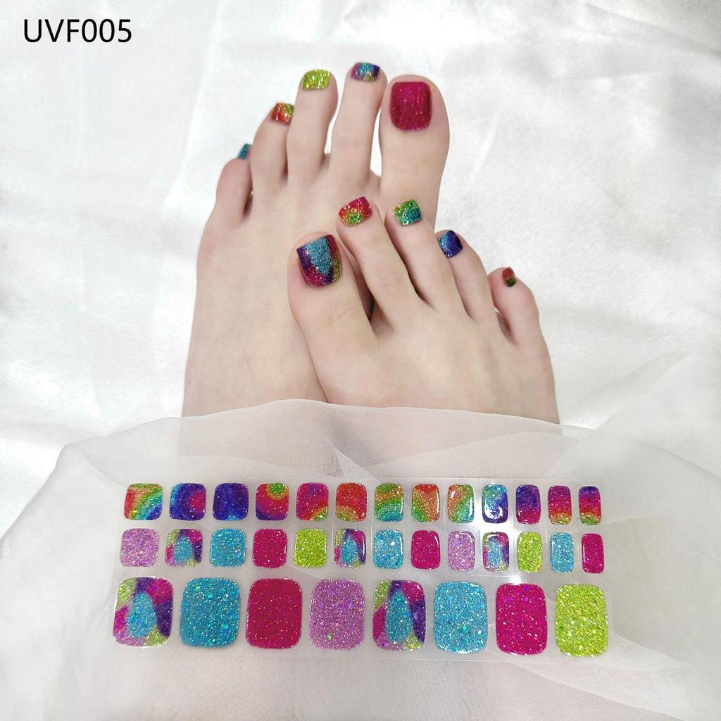 Gel Toe Nail Art Stickers - Semi-Cured UV Lamp Foot Nail Polish Stickers
