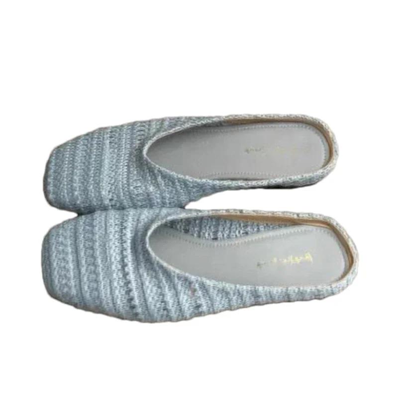 Fashion Women Slippers Flats Knitting Casual Mules Shoes Fashion Woman Sandals Summer 2025 Cozy Flip Flops New Designer Ladies Shoes