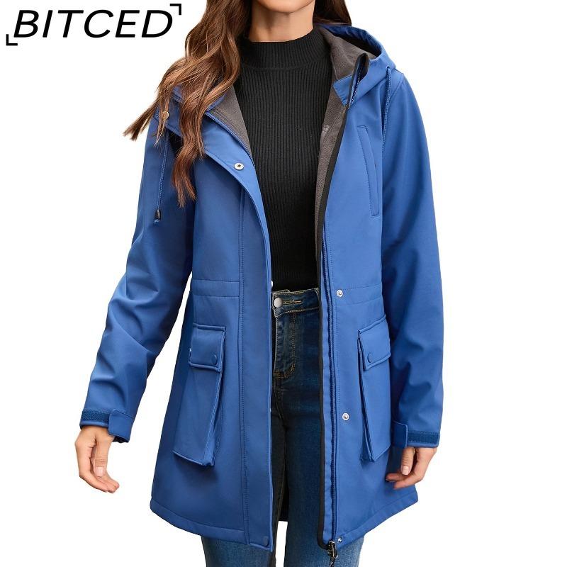 BITCED Autumn/Winter Jacket Women's Waterproof Hooded Raincoat Trench Coat