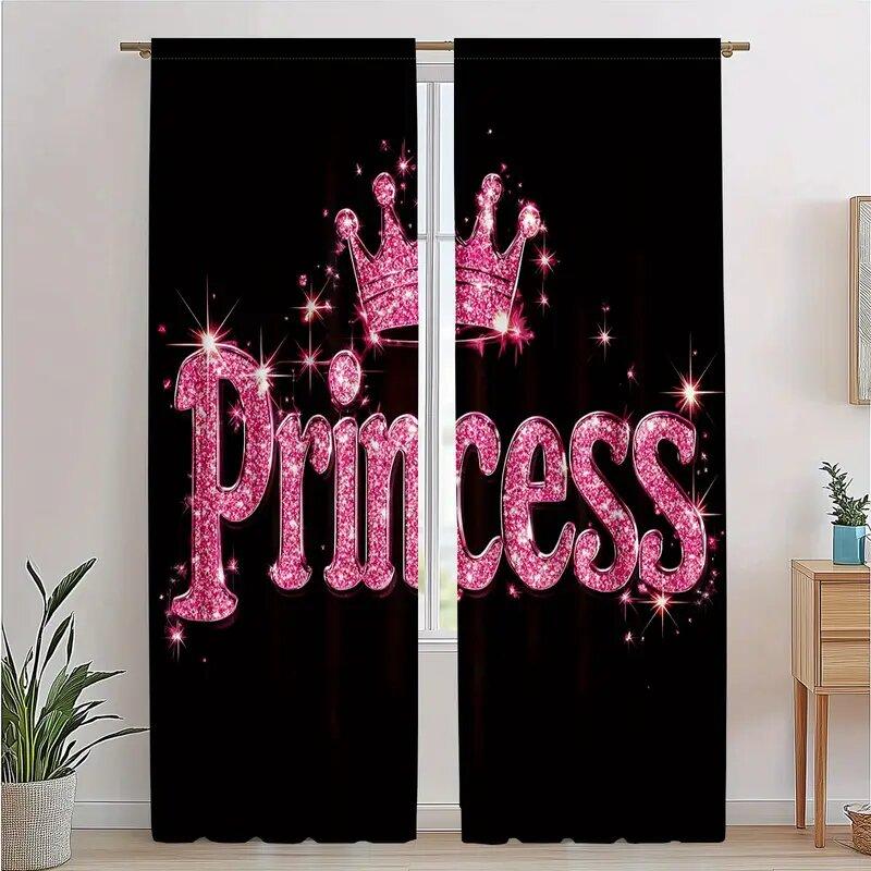 

Glittering Crown Printed Curtains Pole Bag Bedroom Living Room Home Decoration Made Of Polyester Sitting Decor W100*H70(CM)-Rod Pocket&1PCS