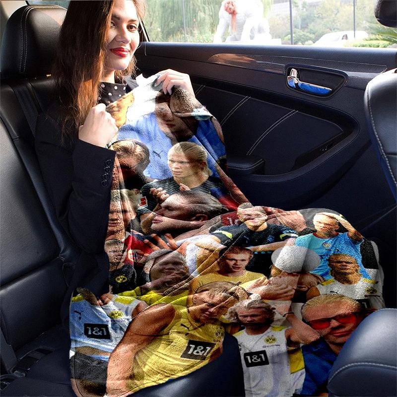 1pc Erling Haaland Moments print blanket soft bedding sofa bedroom home decor fan goods q1
