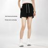 Logo del marchio Li Ning Comodi Morbidi Asciugatura Rapida Vita Media Pantaloncini Casual Donna Pantaloncini Nero AKSV710-1