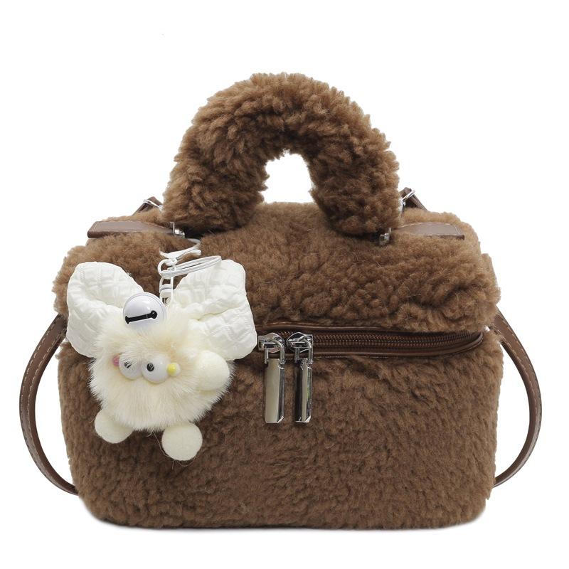 Fashion lamb plush square women's bucket bag new casual literary commuter women's shoulder crossbody bag