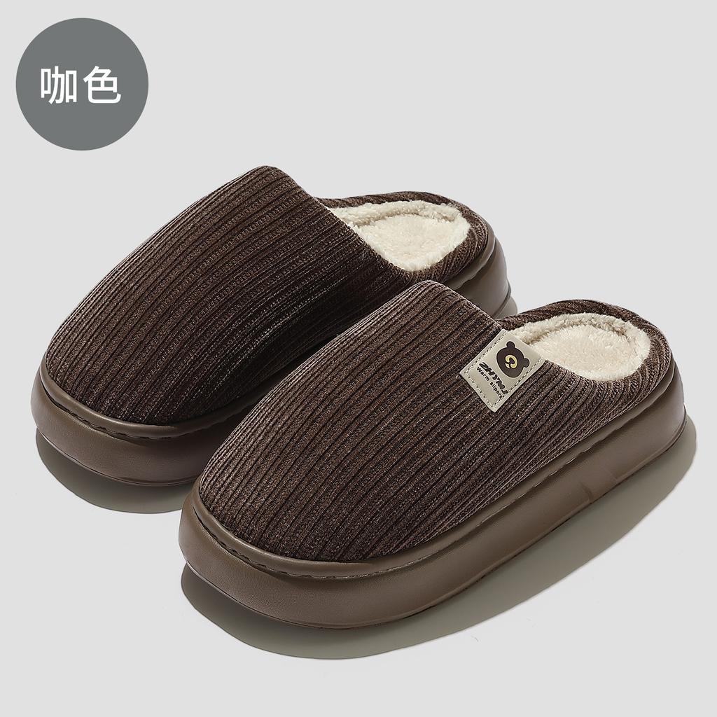 Home cotton slippers winter thick bottom plush warm indoor household non-slip winter cotton drag winter