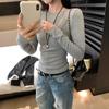 European Grey Slim Fit Round Neck Long Sleeve Women's T-shirt for Autumn/Winter 2025