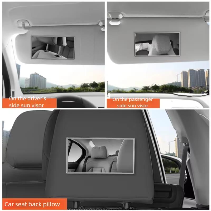 Stainless Steel Car Vanity Mirror Stick On Sun Visor Cosmetic Mirror Seatback Makeup Mirror Auto Accessory CNJHYEHSJ03 Interior Mirrors6