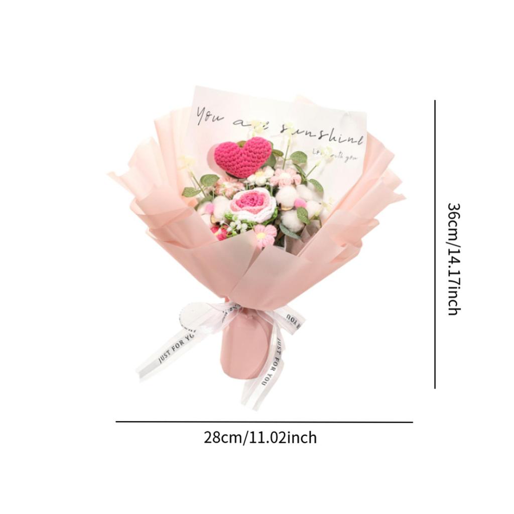 Crochet Flowers Gift Bouquet Knitting Flower Handmade Table Decoration for Home Decor Multifunctional Finished Product