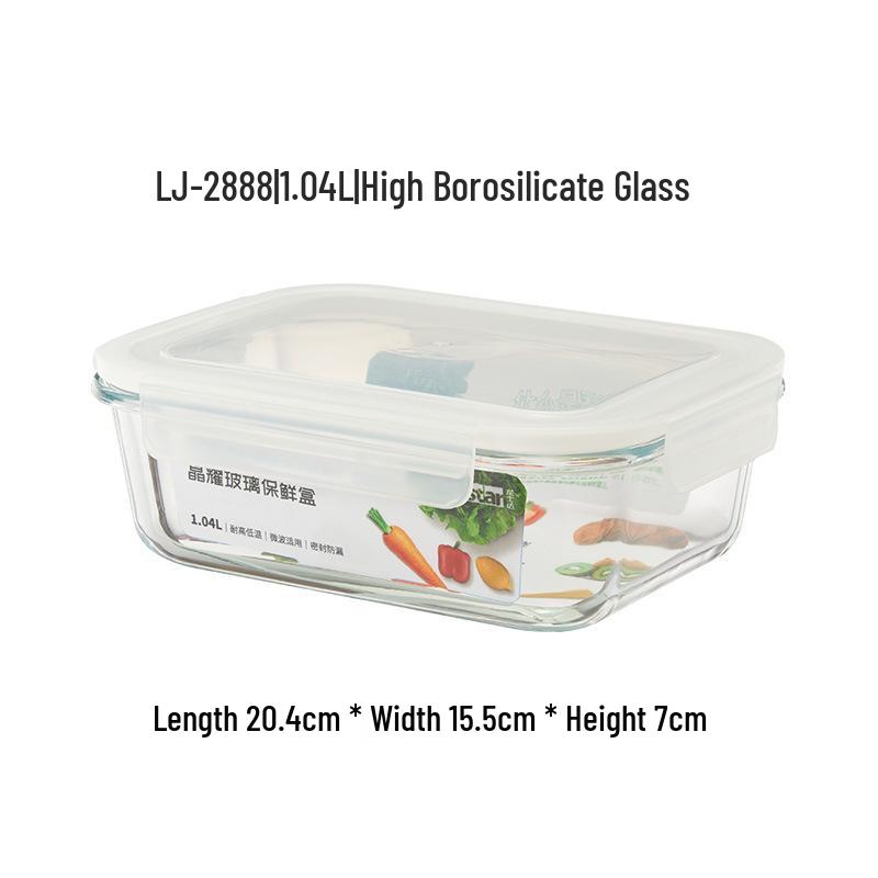 Longshida Borosilicate Glass Bento Box with Compartments – Airtight and Fresh-Keeping for Meals and Fruit.