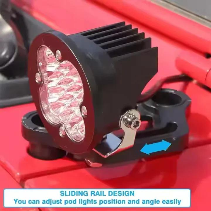 A-pillar Light Mounting Brackets Windshield Light Mount for Jeep Wrangler JL/JLU Gladiator JT Lamp Hoods