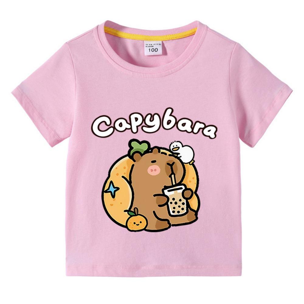 Children  T-shirt Kids Capybara T-shirt  Child Boys Cute Capibara Round Neck Tops Tee Kids Clothes For Summer