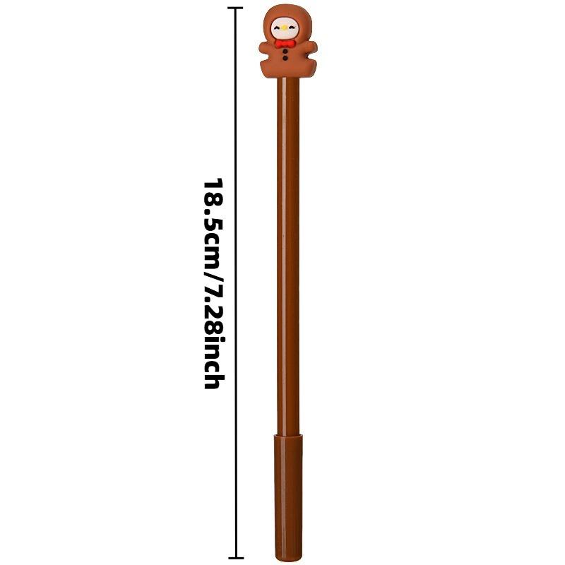 21Pcs Back To School Season Cute Cartoon Gingerbread Writing Pen, Student Stationery, Brown Slim Pen Body, Festive Decorative Ballpoint Pen, School &