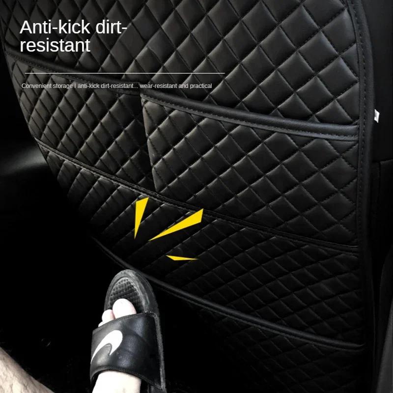 Car Anti Kicks Pad With Organizer Pocket Universal Seat Back PU Leather Protector Cover Back Seat Child Kick Mats Amagi