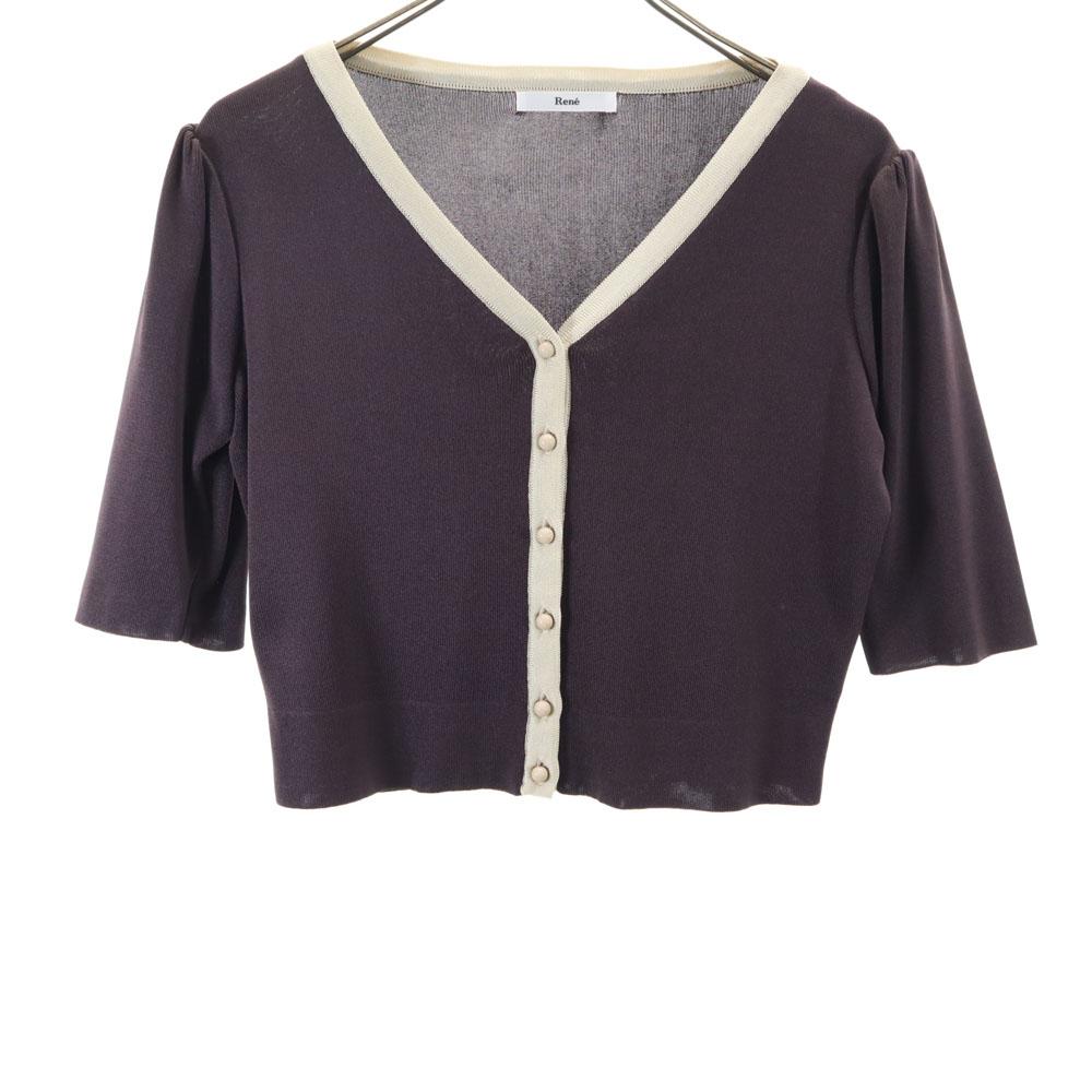 

Rene made in Japan Five-quarter sleeve knit cardigan 38 Brown Women Used