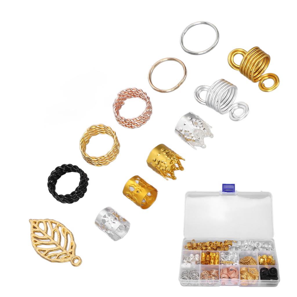 200pcs Hair Braiding Beads DIY Dreadlocks Hair Tube Cuffs Beads Hair Accessories for Hair Clip