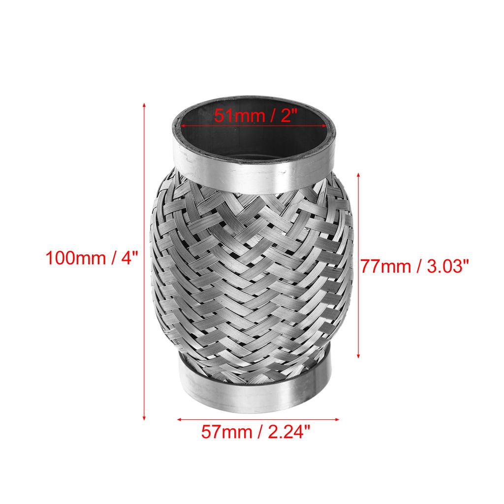 X Autohaux 51mm 58mm 65mm 76mm Stainless Steel Car Muffler Exhaust Flexible Pipe Tubing Universal Exhaust Joint