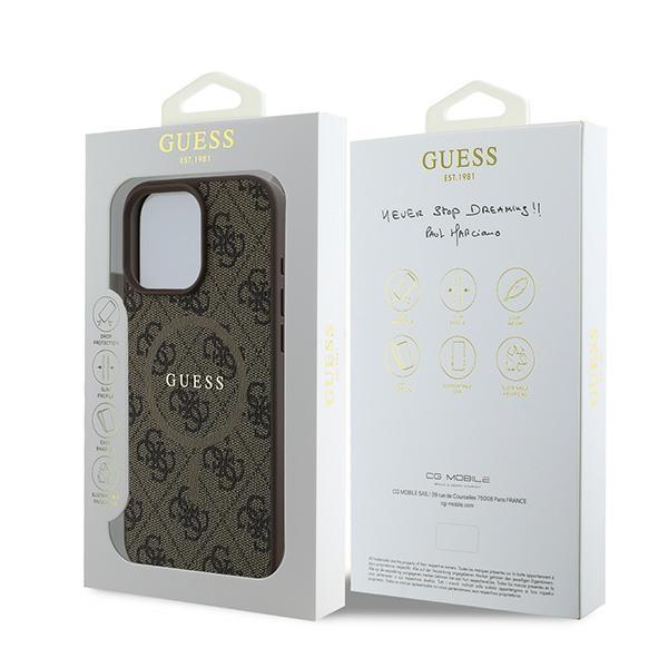 Custodia per iPhone 16 Pro Guess MagSafe Logo Classico Marrone