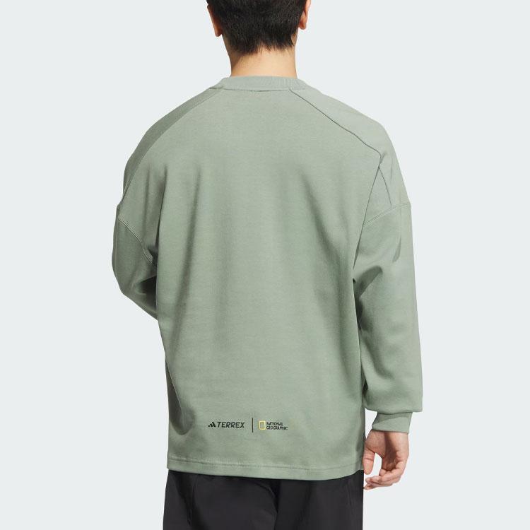 Adidas X National Geographic Crew Sweatshirt American Vintage Color Block Pocket Loose Sports Outdoor Round Neck Men Sweatshirt IS9525