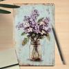 Room Decor 1pc Vintage Floral Iron Sign, Rustic Lilac and Daisy in Mason Jar Art, 8x12 Inch Wall Decor for Bedroom, Dining Room,