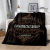 Barbershop retro print blanket children's warm flange blanket home travel blanket bed linings Picnic blanket birthday gift