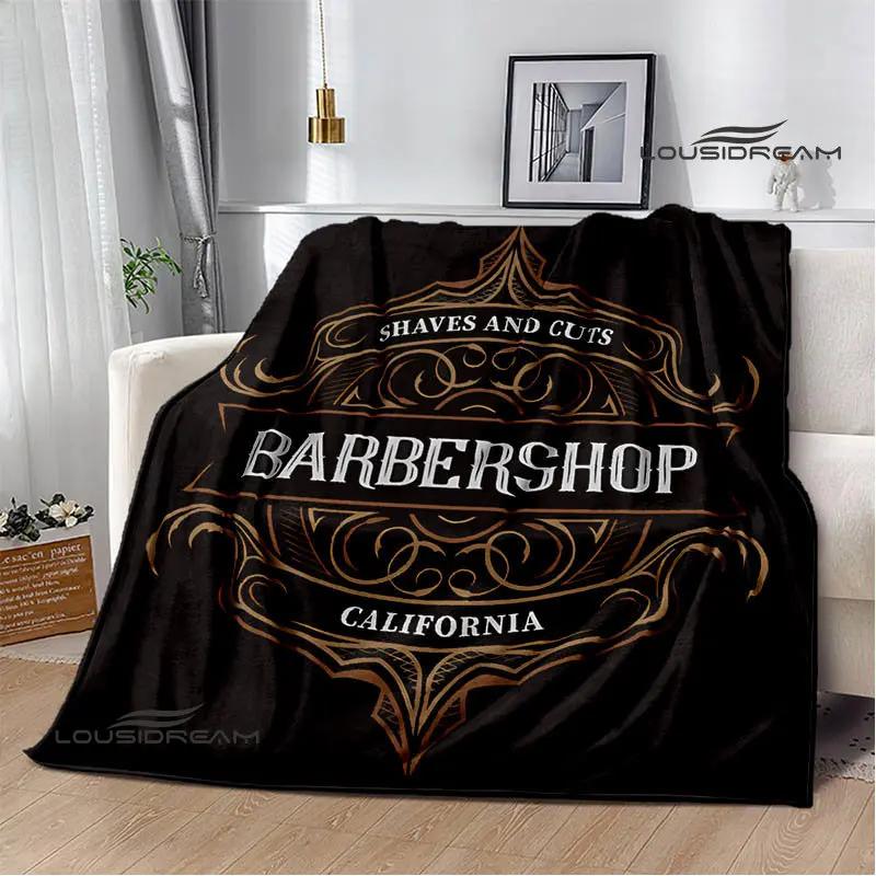 Barbershop retro print blanket children's warm flange blanket home travel blanket bed linings Picnic blanket birthday gift