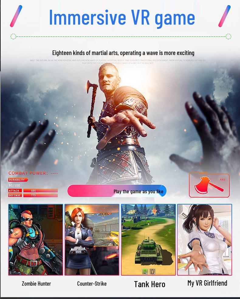 Óculos Inteligentes VRPARK: Headset VR de Alta Definição para Filmes e Jogos com Bluetooth - Experiência Tudo-em-Um