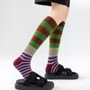 Striped Knee High Socks Women Retro Colorful Knee Socks Stretchy Breathable Casual Socks for Roller Skating Running Sports Daily Wear