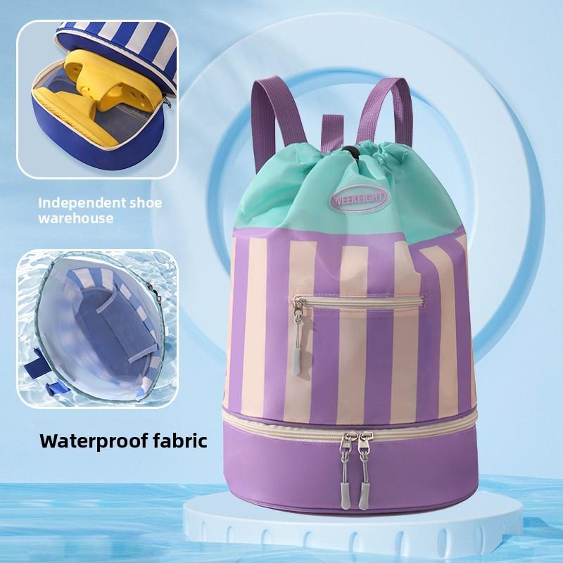 Children's swimming bag with wet and dry separation storage bag, cartoon portable backpack for boys and girls, waterproof bag for bathing at the