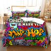 Cartoon Style Hip-hop Doodle 3D Printed Duvet Style Pillowcase Bedding Set Teenager Bedroom Decor Bed Set