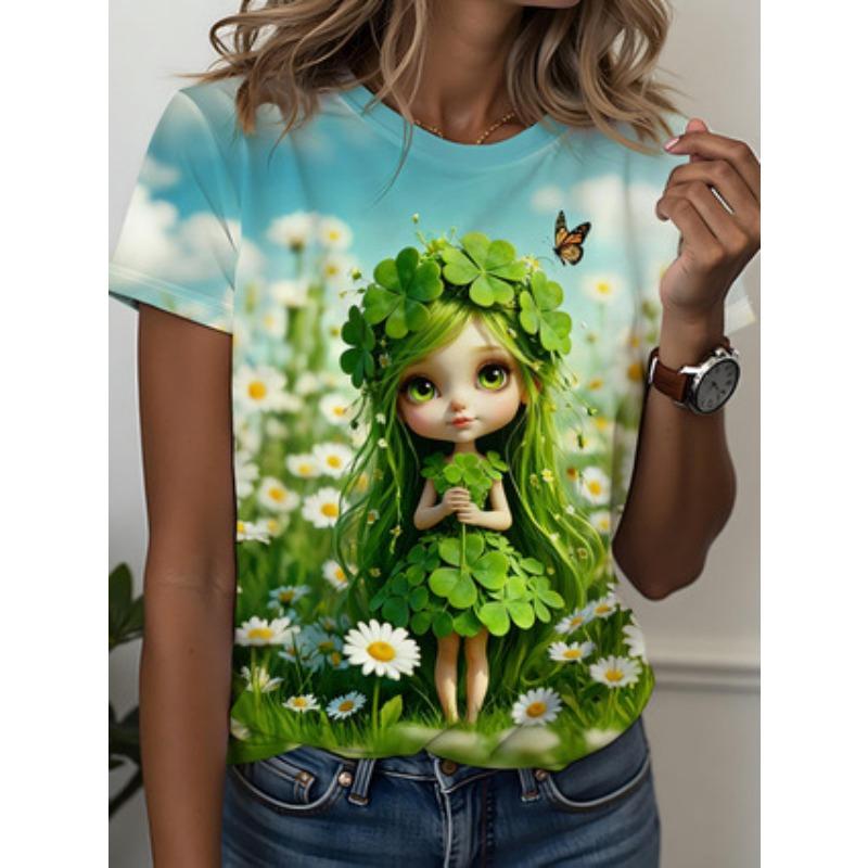 Women's Short-sleeved Fashion Printed Top Casual Comfortable T-Shirts Women’s