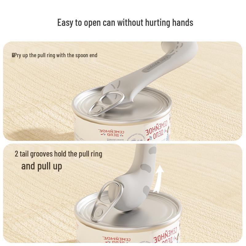 Big Face Cat Canned Food Spoon & Sealing Lid with Can Opener - Pet Supplies