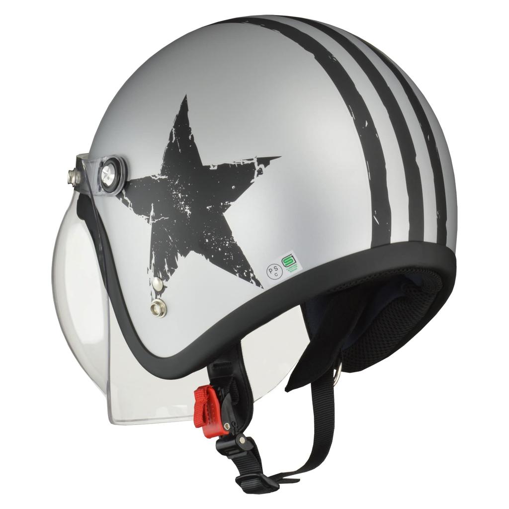 LEAD Motorcycle Jet Helmet MOUSSE Star Silver Free Size (57-60cm) -