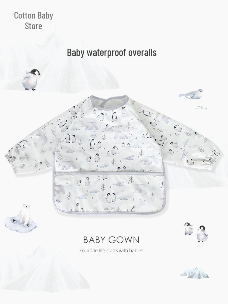 Waterproof Long Sleeve Baby Bib - Oil-Proof, Cotton Coverall for All Seasons.