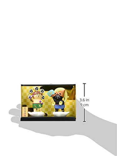 Decor Corporation concombre Wind God and Thunder God Cat Folding Screen Set Size: Approx. W21.5 D7 H8 ZCB-51421