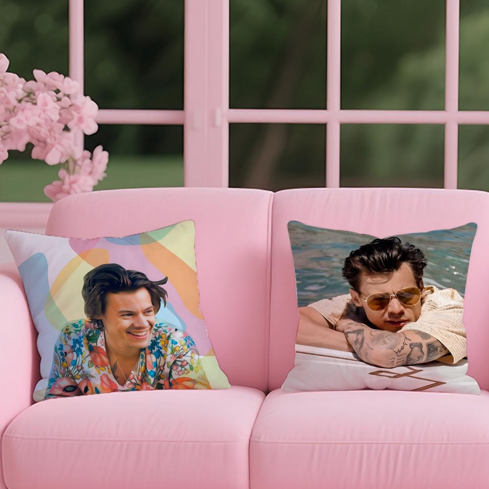 Styles H-Harry Styles British singer Cushion Cover Reversible Plush Pillow Cover – For car, sofa, bedroom, perfect as a gift.