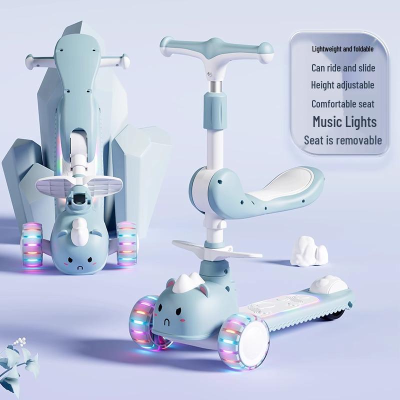 Children's Foldable Scooter for Ages 3-12, Pedal Model, Suitable for Boys and Girls