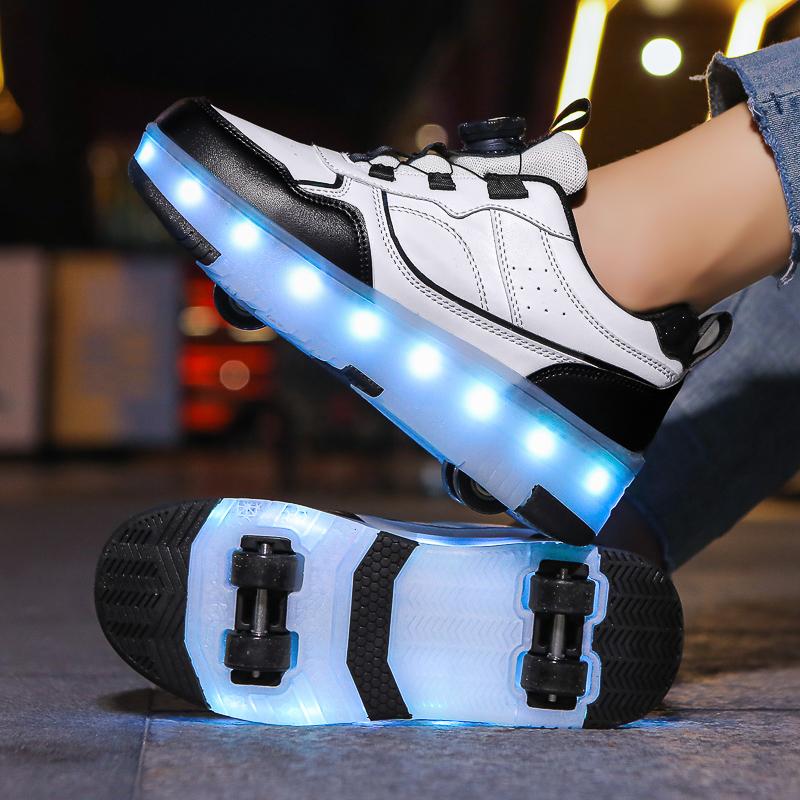 Scarpe da corsa a quattro ruote per bambini Scarpe basse staccabili Ricaricabili USB Luminose Scarpe sportive Ragazze Pattini a rotelle Scarpe da ragazzo