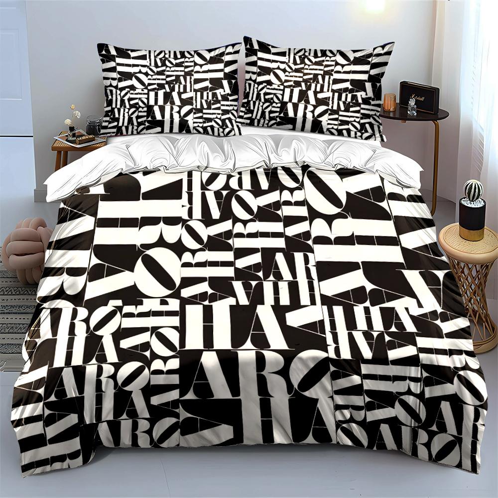 Bold Black and White Text Bedding Set Bedding set (1 duvet cover, 2 pillowcases, duvet not included)