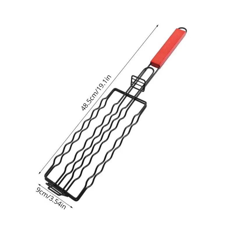 

1шт держатель для гриля корзина для кебаба из нержавеющей стали инструмент для барбекю для хот-догов овощей мяса стейков креветок аксессуары для гриля чёрный
