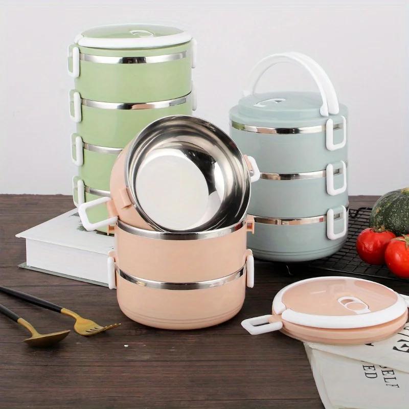 Portable Stainless Steel Thermal Lunch Box Multi-Purpose Microwave Bento Box With Lids Suitable for Home Use or Take-Out