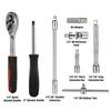 46 Pieces 1/4 " Drive Socket Ratchet Wrench Bit Bits Included Sliding Bar Extension Bar 1/4"Quick Ratchet Handle