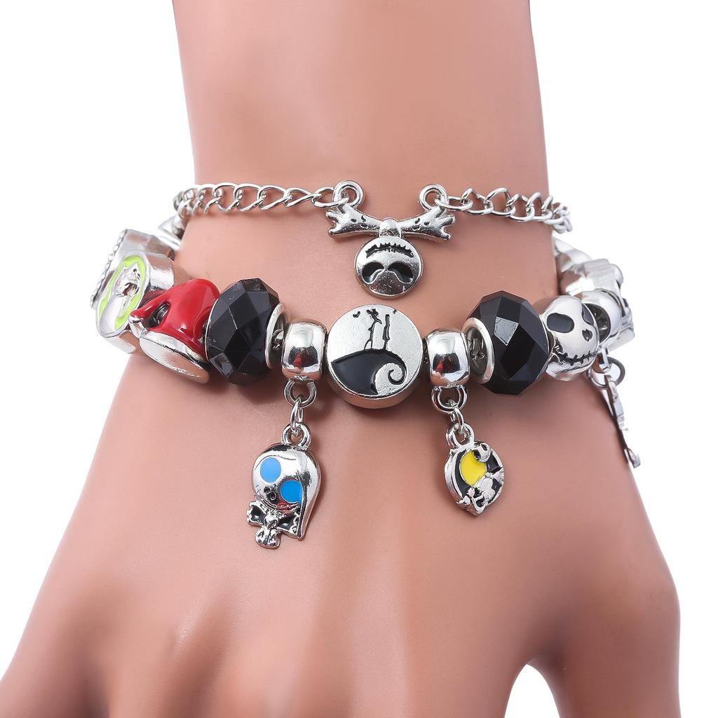 Pulseira Abóbora Pesadelo Antes do Natal com Berloques Jack & Sally