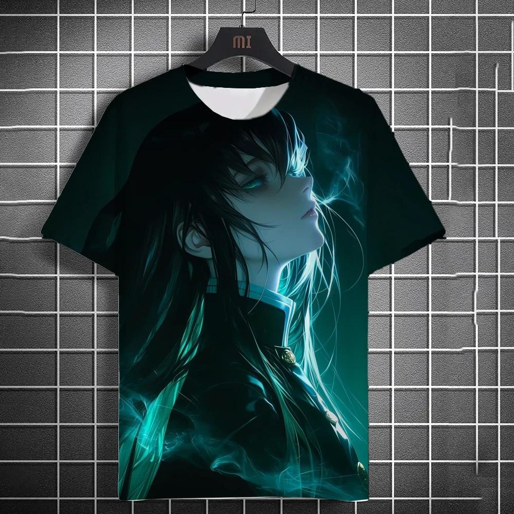 Japanese Graffiti Anime 3D Printed Fashionable Casual Short Sleeved Men's T-shirts - Soft Medium Stretch Polyester Fabric Summer Relaxed Fit Clothing