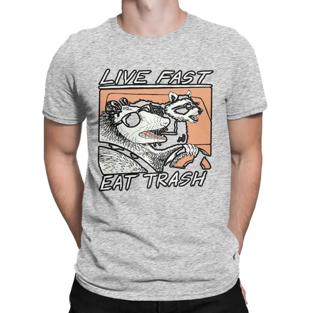T-shirt Homme Raccoon Graphique Live Fast Eat Trash T-shirt Casual Manches Courtes Col Rond Coton 4XL Vêtements