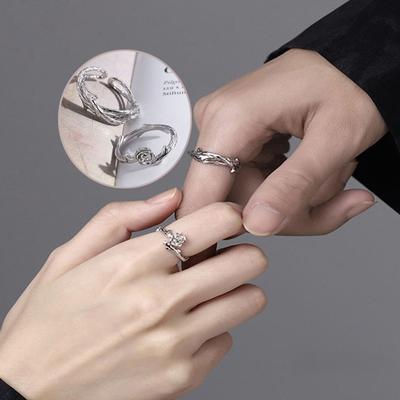 2PCS Fashion Rose Paar Offener Ring