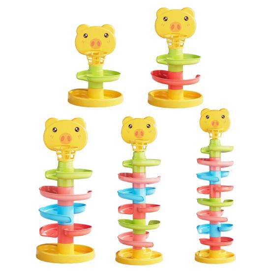 Kids Ball Drop Tower 2/3/5/7/9 Layers Cartoon Pig Marble Run Track Toy Toddlers Boys Girls Educational Rolling Ball Slide Toy