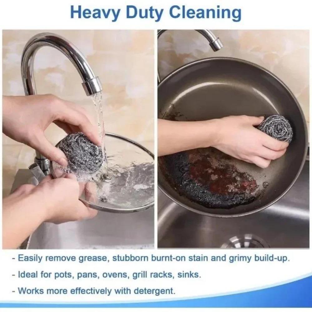 Steel Wire Ball for Pot Pans Dishes Rust Remover Stainless Steel Cleaning Balls Kitchen Dishwashing Cleaner Brush Scrubbers