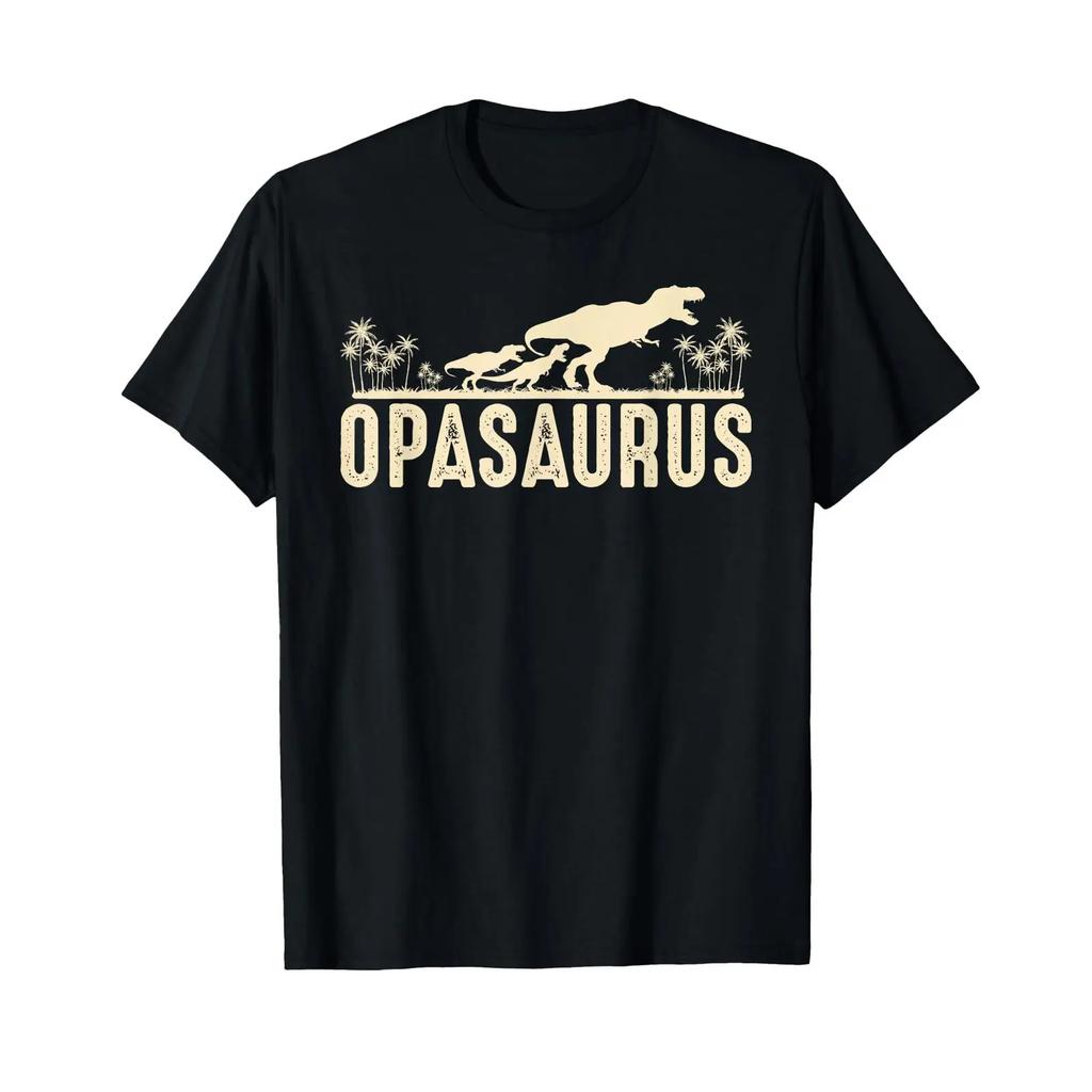 Grandfather Opasaurus Best Grandpa Funny Dino T Shirt Black Vintage Stretched Slightly Comfortable Casual Fashion